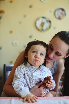 Little boy and his mom.
