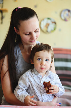 Little boy and his mom.