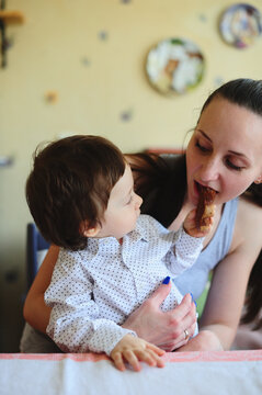 Little boy and his mom.