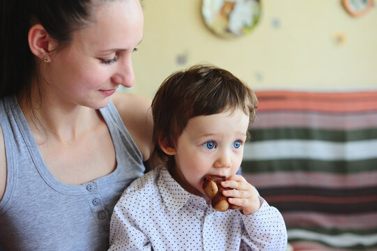 Little boy and his mom.