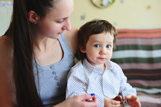 Little boy and his mom.