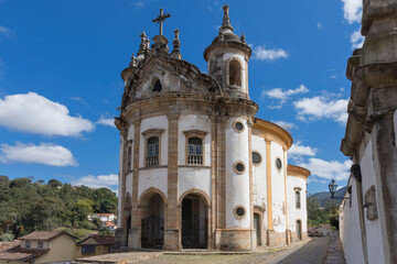 Fototapeta na wymiar Ouro Preto, Minas Gerais, Brazil: side view of Church Nossa Senhora do Rosario dos Homens Pretos