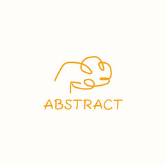 Abstract arrow line logo with curly shape.