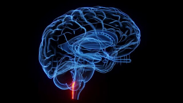 3D rendered medical animation of the cuneate tubercle and fasciculus