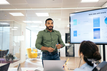Businessman making a presentation at a meeting in the office