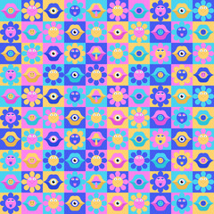 Pattern background with psychedelic style. Vector assets for wallpaper digital and print