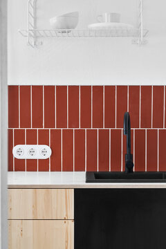Close up interior of small scandinavian kitchen