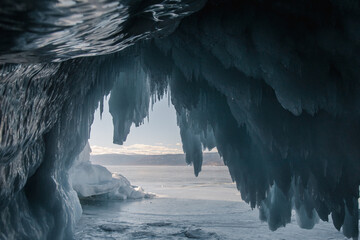 Icicle formation in cave