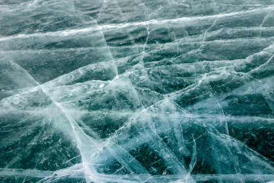 Ice pattern of the frozen lake