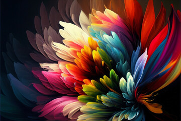 Fototapeta na wymiar Beautiful abstract colorful flower design, oil on canvas. Generative AI