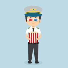 Pilot Watching Movie in Cinema