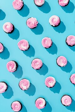 Top Down Chocolate Cupcakes with Pink Frosting