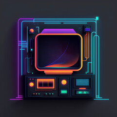 neon magical computer monitor, generative ai