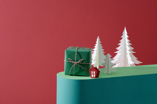New Year gift box paper Christmas greeting card - Powered by Adobe