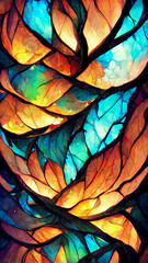 stained glass fractal colorful photo realistic illustration Generative AI Content by Midjourney