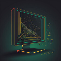 neon magical computer monitor, generative ai