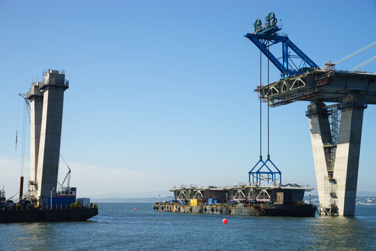 The new Queensferry Crossing Bridge under construction, Scotland.