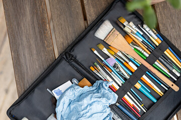 Close up of brush container