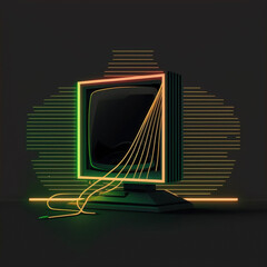 neon magical computer monitor, generative ai