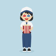 Student Watching Movie in Cinema