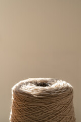 A warm thread in the winter sun.yarn wool.