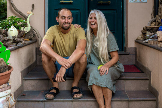 Happy Summer Family Portrait With Senior Woman