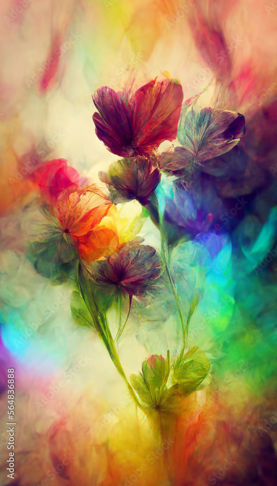 Poster abstract blur gradient flowers background in bright rainbow illustration generative ai content by mi