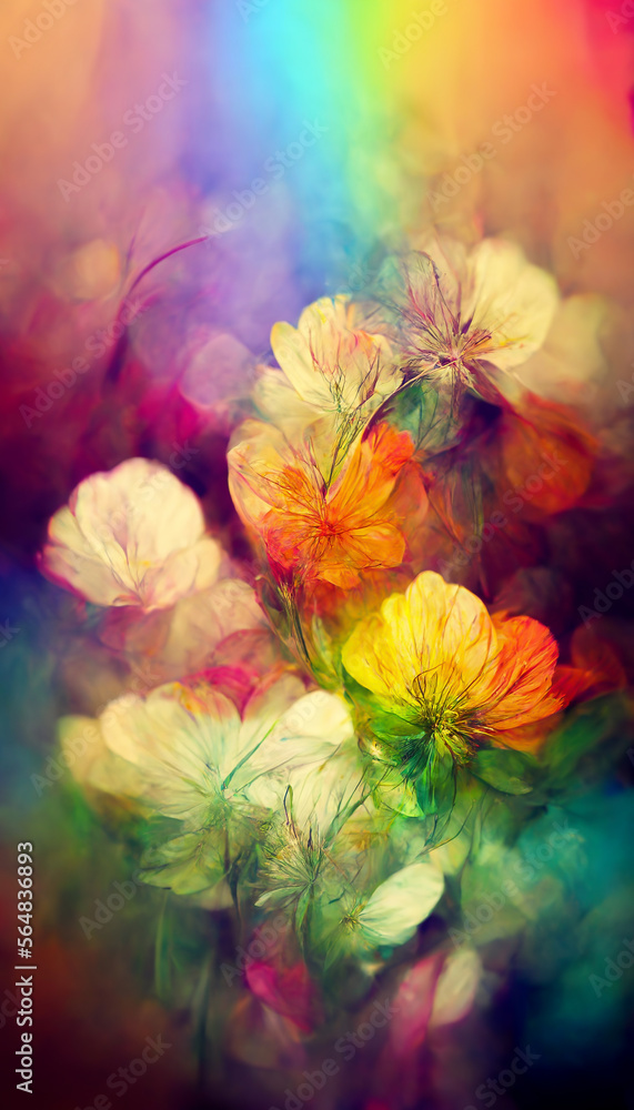Poster abstract blur gradient flowers background in bright rainbow illustration generative ai content by mi