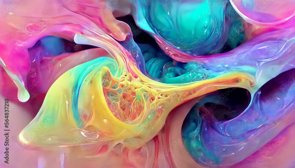Poster abstract morphing fluid pastel colors pulsating in slow motion illustration generative ai content by