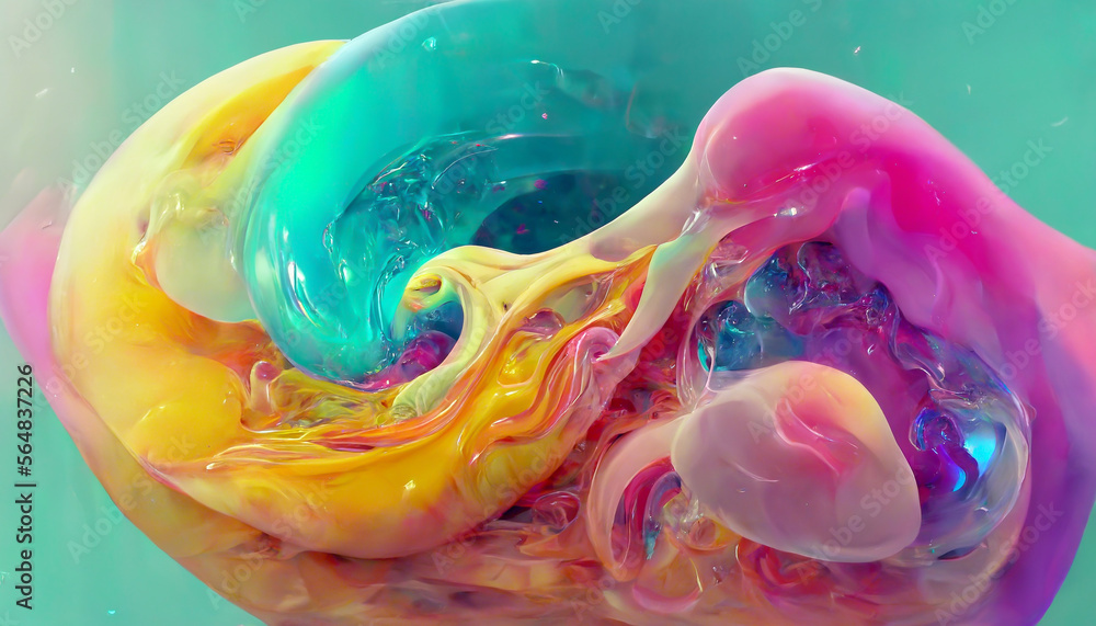 Poster abstract morphing fluid pastel colors pulsating in slow motion illustration generative ai content by