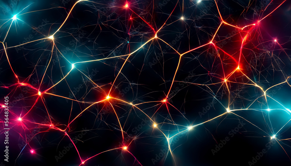 Poster digital technology neurogrid background. network connection illustration generative ai content by mi