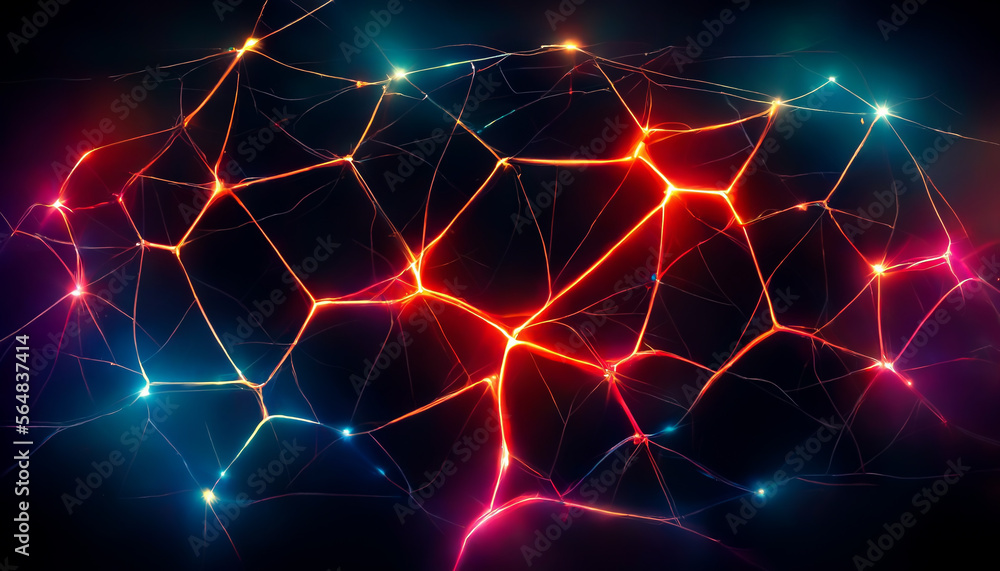 Poster digital technology neurogrid background. network connection illustration generative ai content by mi