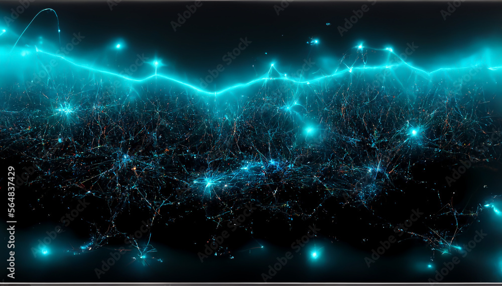 Poster digital technology neurogrid background. network connection illustration generative ai content by mi