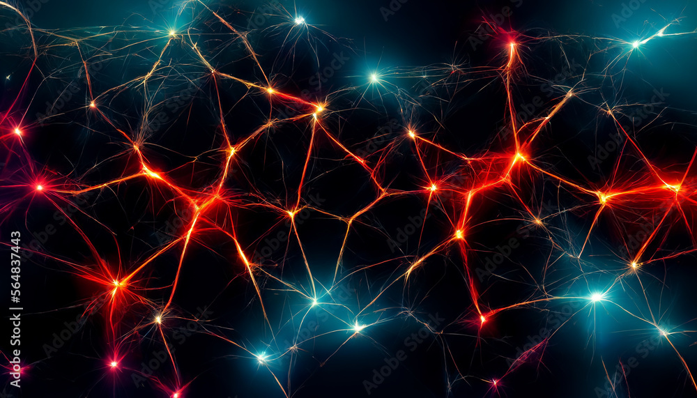 Poster digital technology neurogrid background. network connection illustration generative ai content by mi