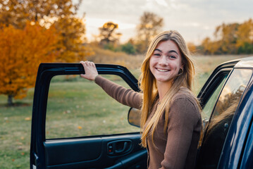 Smiling teen driver