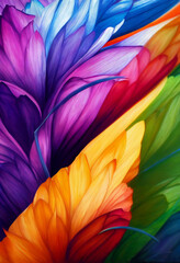 rainbow flowers cristal fantasy dramatic detailed illustration Generative AI Content by Midjourney