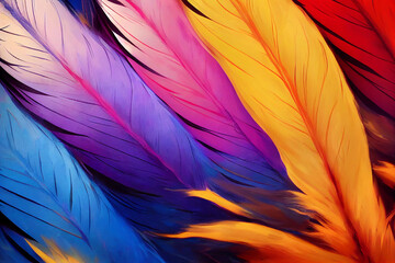Fototapeta premium Abstract Colorful Feathers rendering art Generative AI Content by Midjourney
