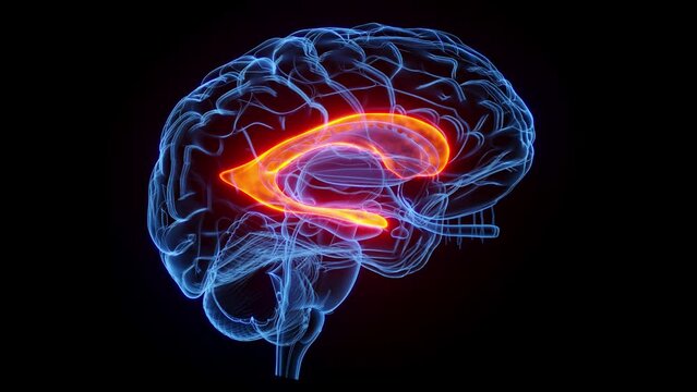 3D rendered medical animation of the lateral ventricle
