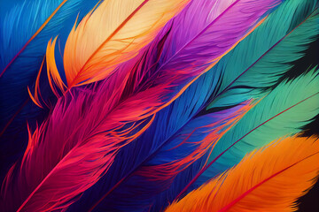 Abstract Colorful Feathers rendering art Generative AI Content by Midjourney