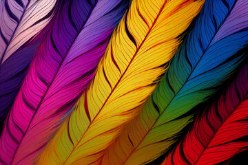 Abstract Colorful Feathers rendering art Generative AI Content by Midjourney
