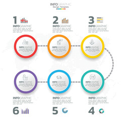 Infographic with 6 steps, options, parts, steps or processes.