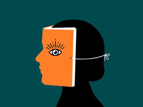Woman in a book mask