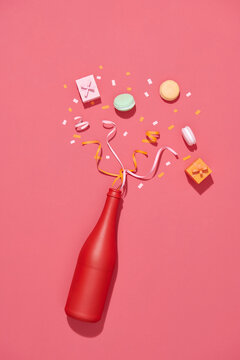 new years decoration on red background