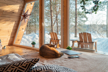 Digital nomad dog sleeping