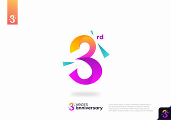 Number 3 logo icon design, 3rd birthday logo number, anniversary 3
