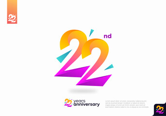 Number 22 logo icon design, 22nd birthday logo number, anniversary 22
