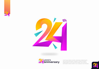 Number 24 logo icon design, 24th birthday logo number, anniversary 24 - obrazy, fototapety, plakaty
