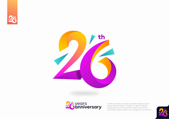 Number 26 logo icon design, 26th birthday logo number, anniversary 26 - obrazy, fototapety, plakaty