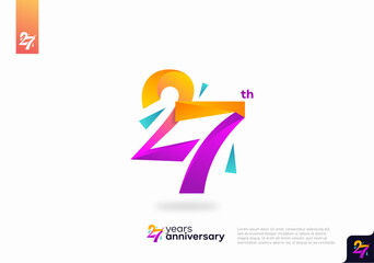 Number 27 logo icon design, 27th birthday logo number, anniversary 27 - obrazy, fototapety, plakaty