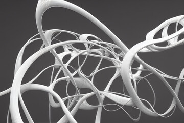 Abstract white filament dynamic streamline illustration Generative AI Content by Midjourney